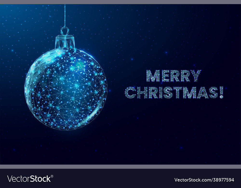 Wireframe christmas balls and star banner Vector Image