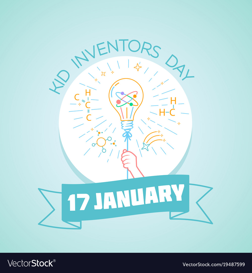 17 january kid inventors day Royalty Free Vector Image