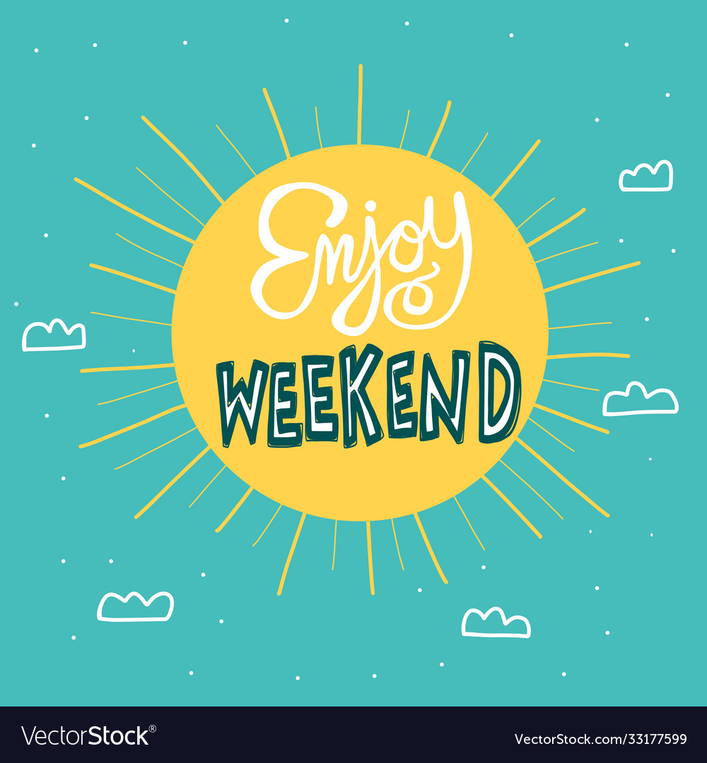 Enjoy weekend big sun on sky cartoon Royalty Free Vector