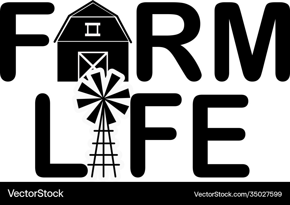Farmlife On White Background Farm Royalty Free Vector Image