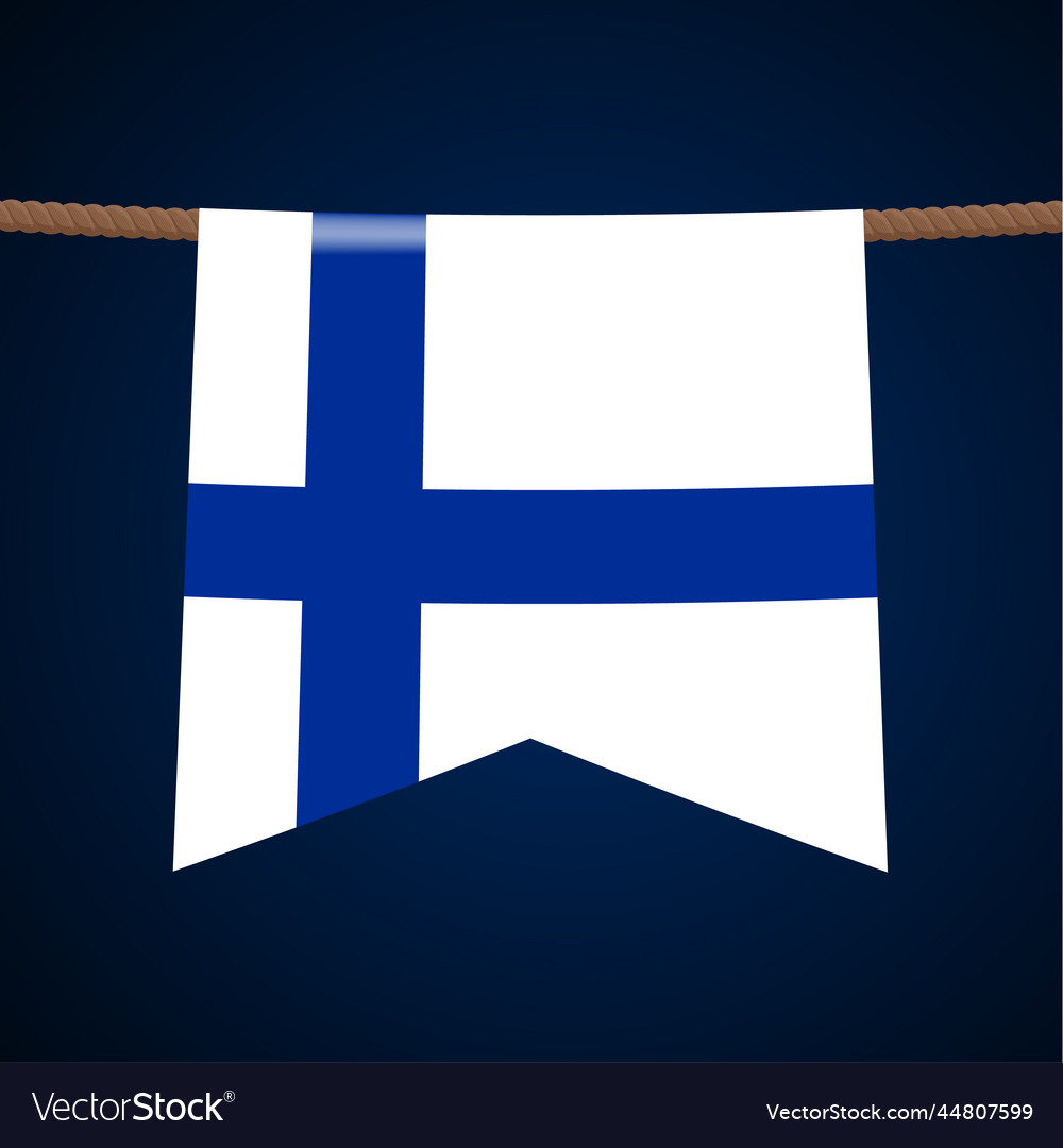 Finland national flags hangs on the rope