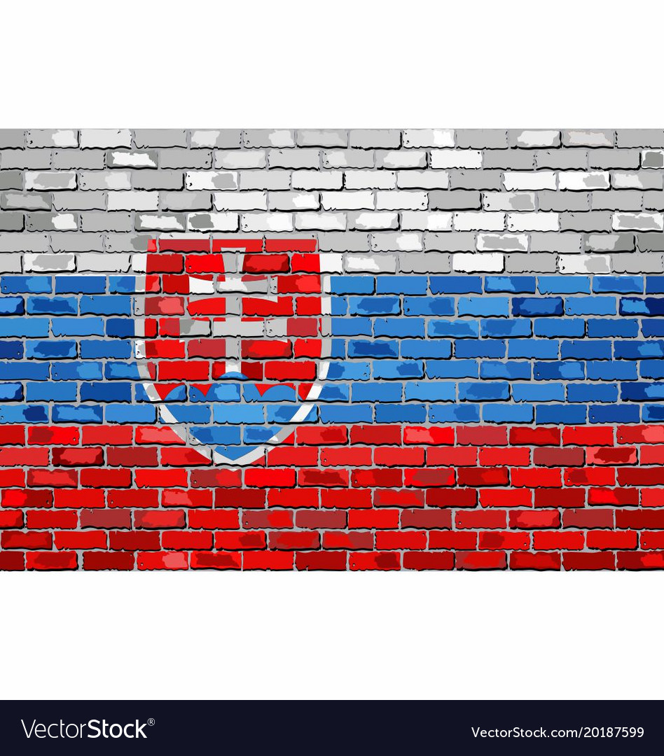 Flag of slovak republic on a brick wall