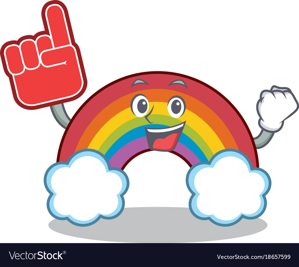 Foam finger colorful rainbow character cartoon