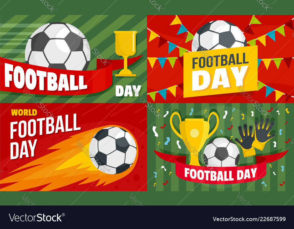 Football Day Banner Set Flat Style Royalty Free Vector Image