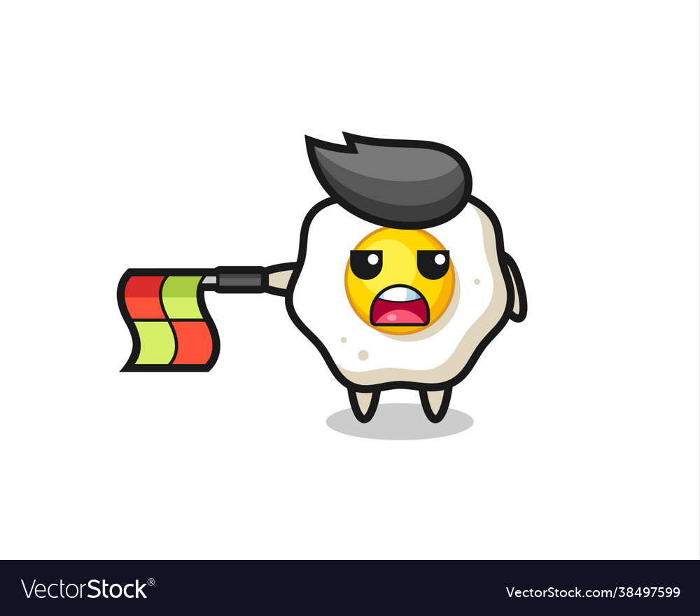 Fried egg character as line judge hold flag