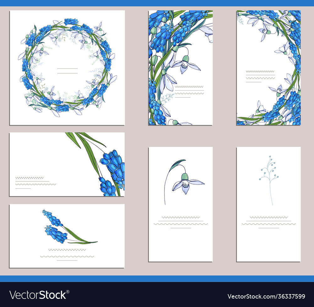 Greeting cards with different floral elements