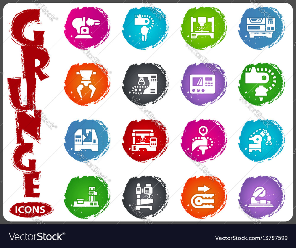 Machine tool icons set
