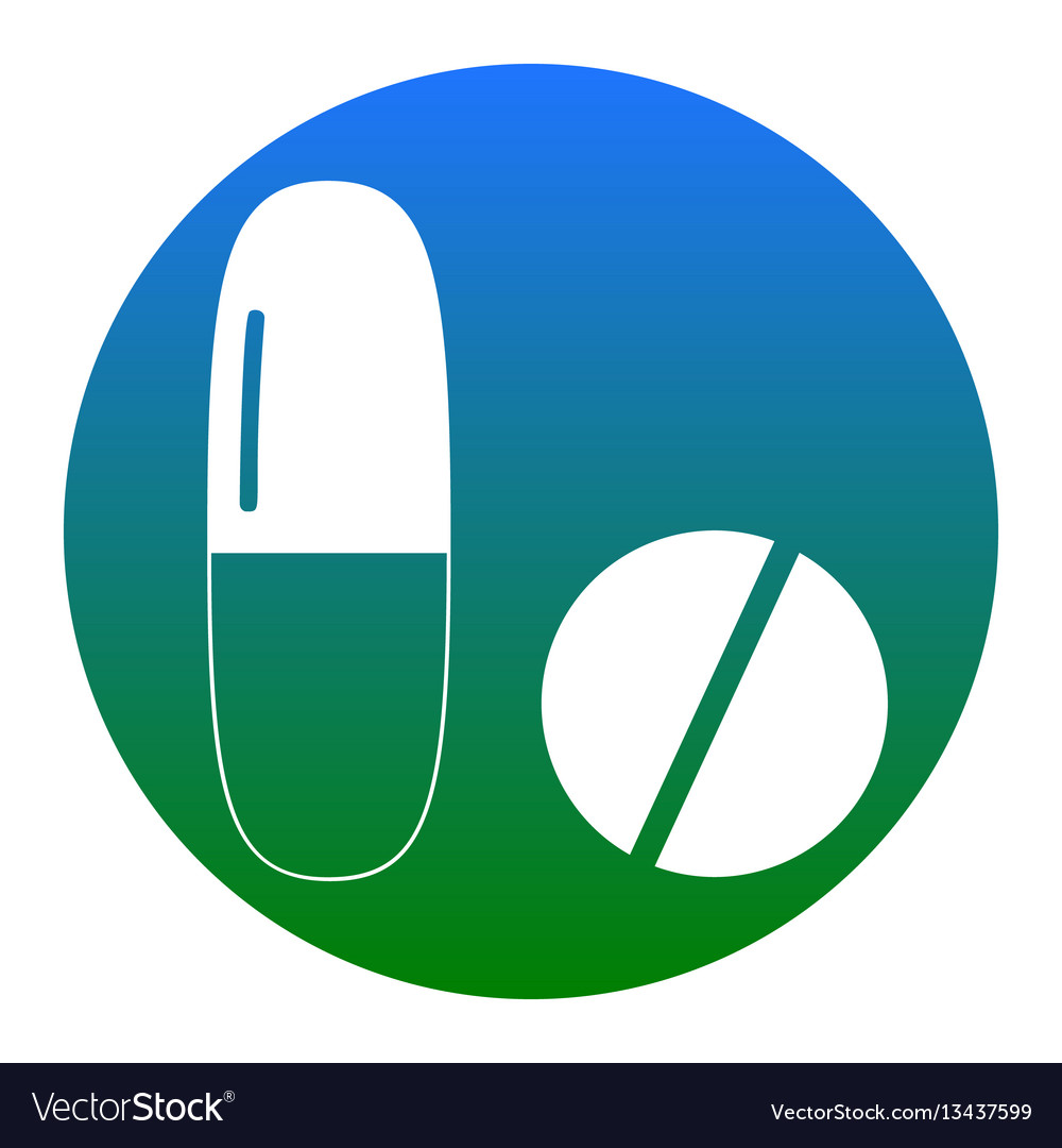 Medical pills sign white icon in bluish