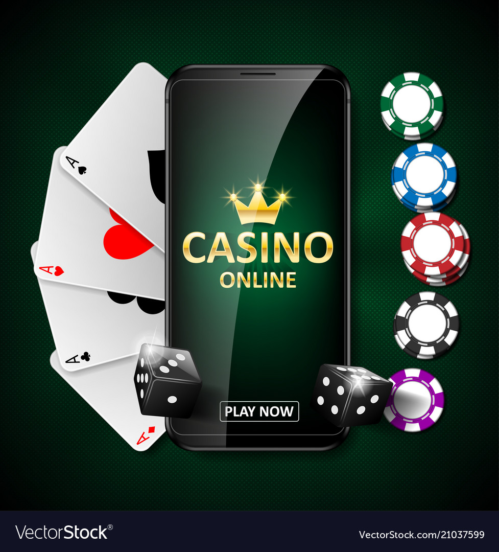 Online Internet Casino Marketing Banner Phone App Vector Image