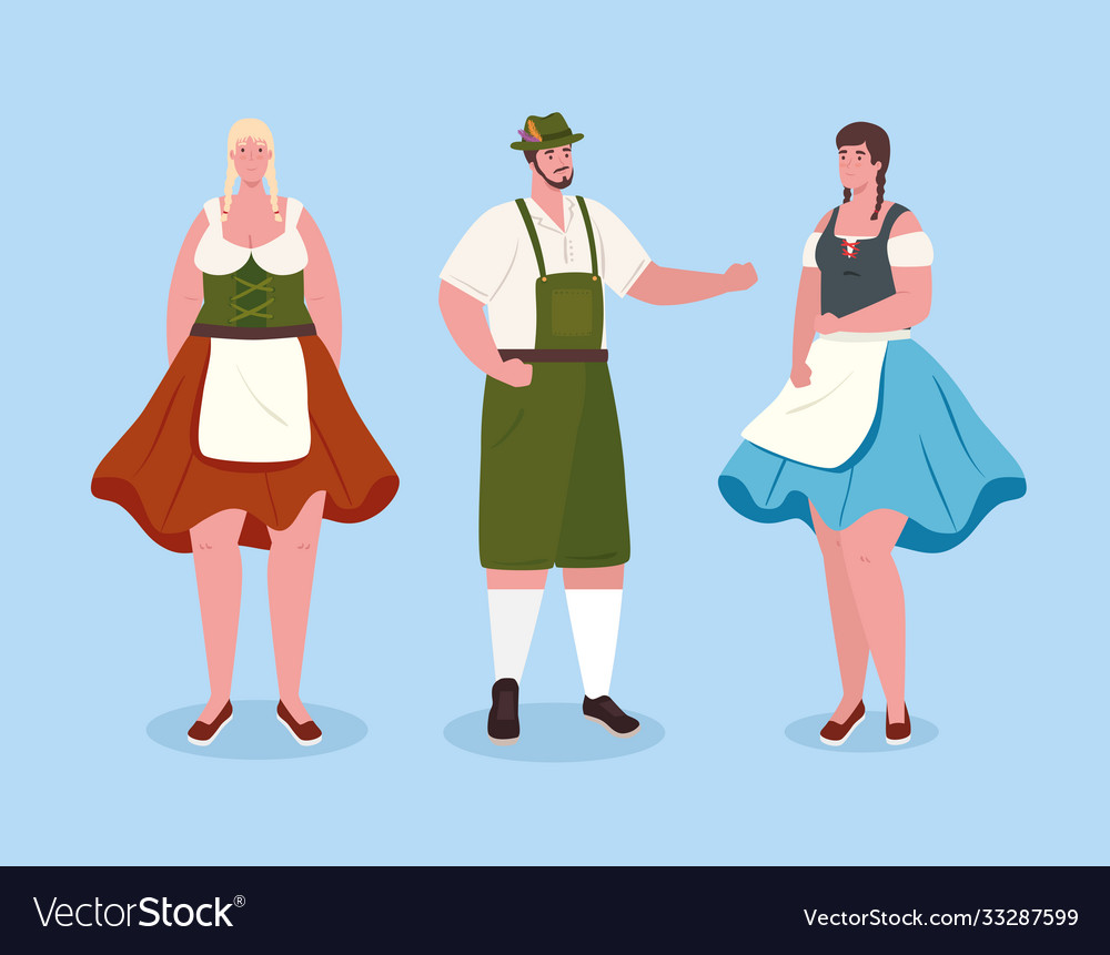 People german in national dress women and man