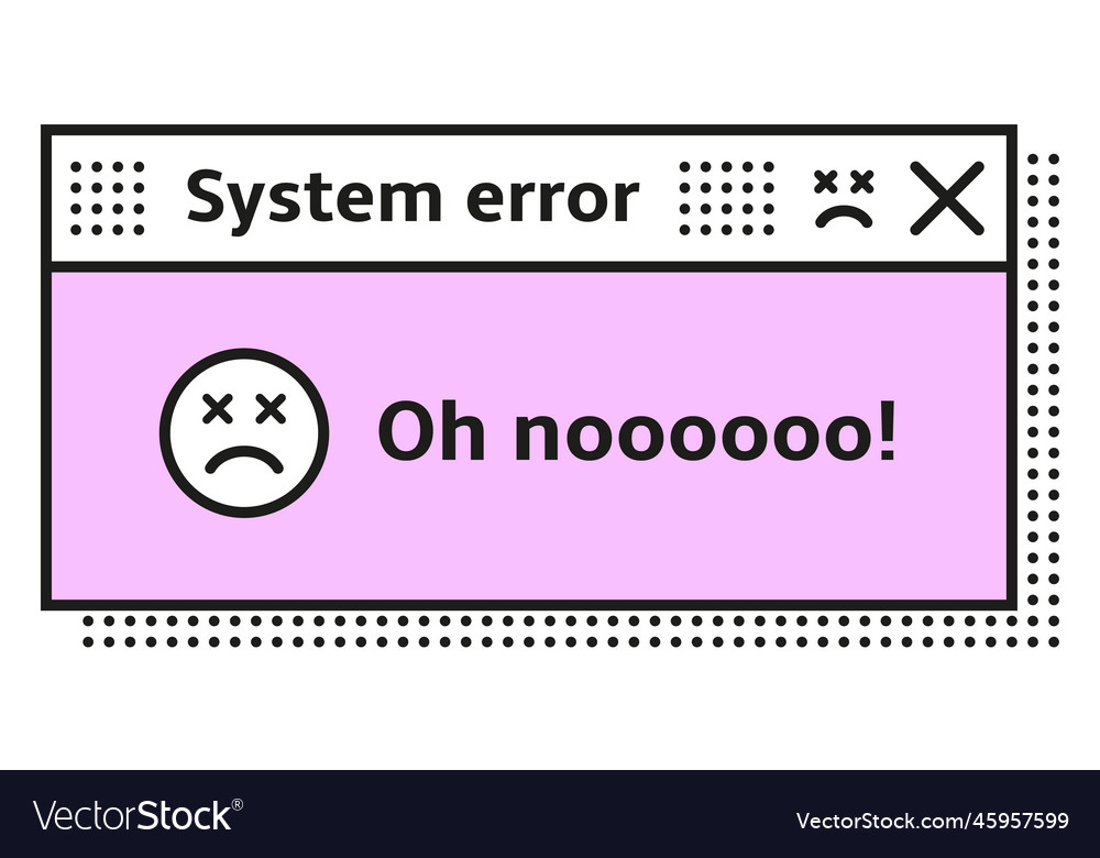 Retro pc interface window system erroe message vector image Retro pc interface window system erroe message