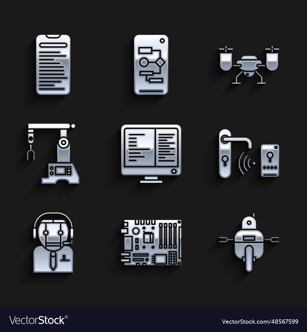 Set computer monitor screen robot digital door vector image Set computer monitor screen robot digital door