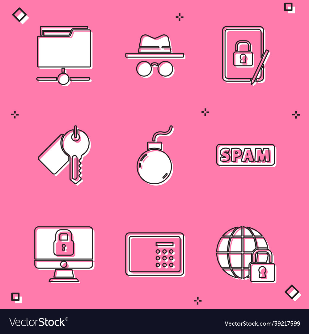 Set ftp folder incognito mode tablet with closed vector image Set ftp folder incognito mode tablet with closed