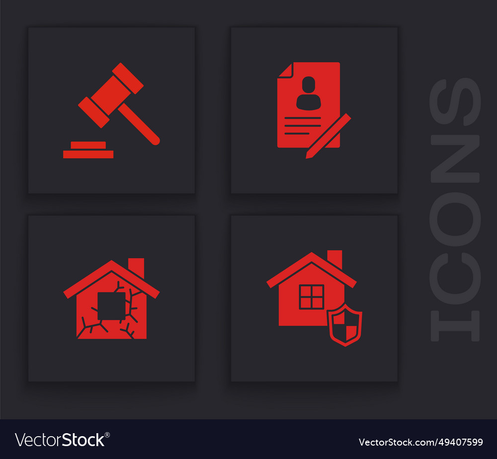 Set house with shield judge gavel document vector image Set house with shield judge gavel document
