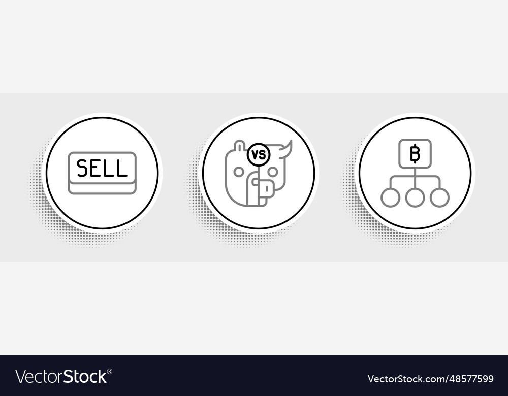 Set line blockchain technology bitcoin sell vector image Set line blockchain technology bitcoin sell