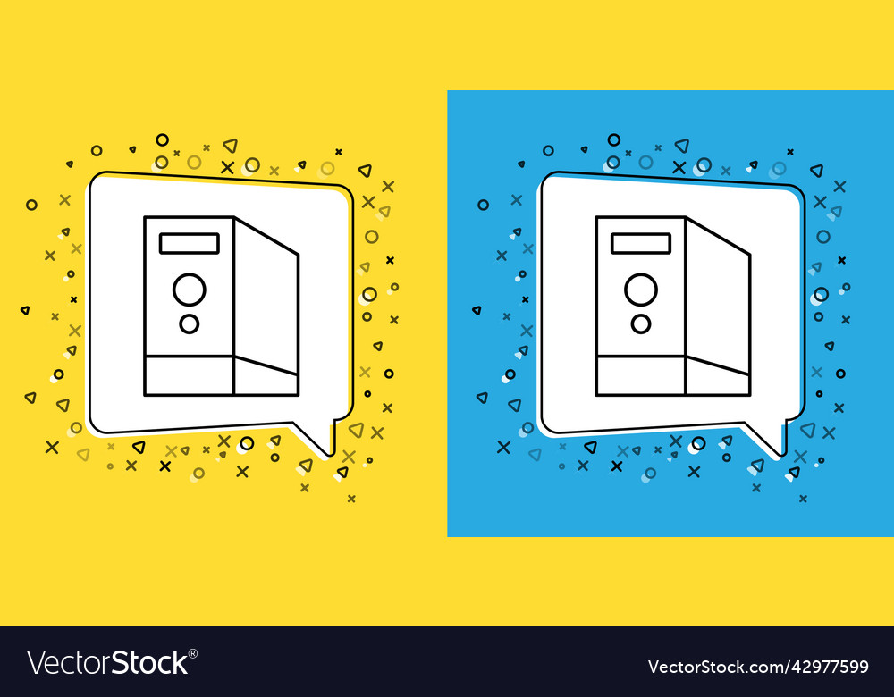 Set line case of computer icon isolated on yellow vector image Set line case of computer icon isolated on yellow