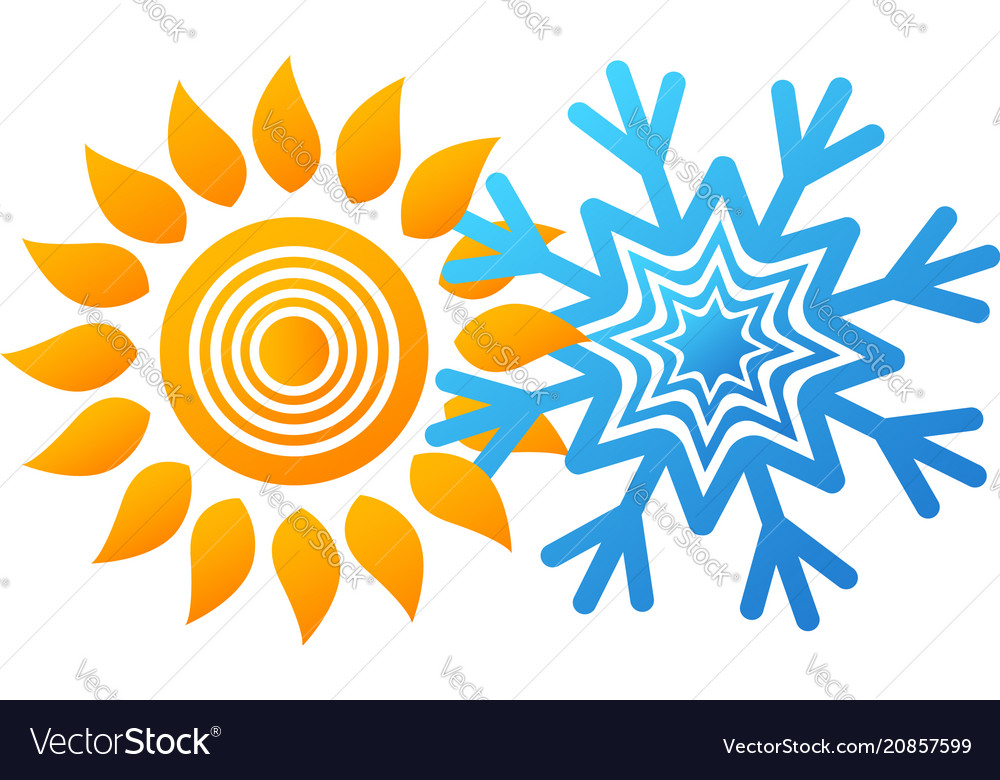 Snowflake and sun design Royalty Free Vector Image