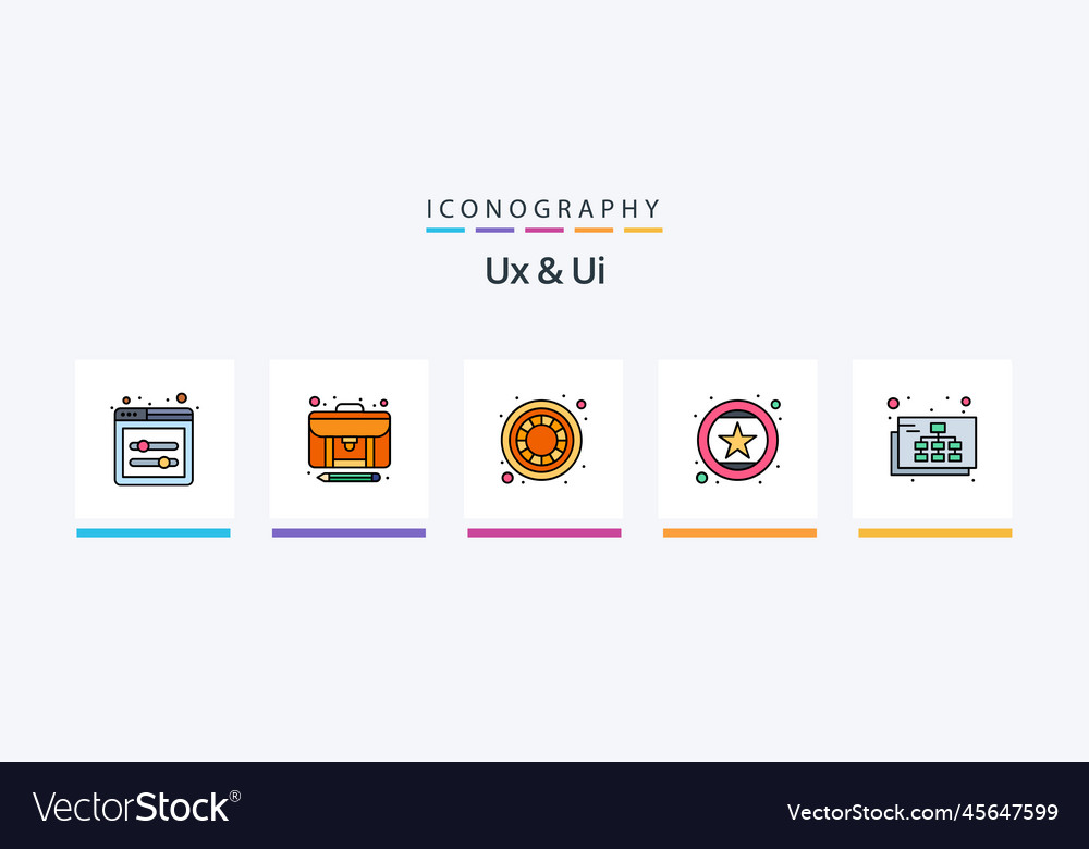 Ux and ui line filled 5 icon pack including case