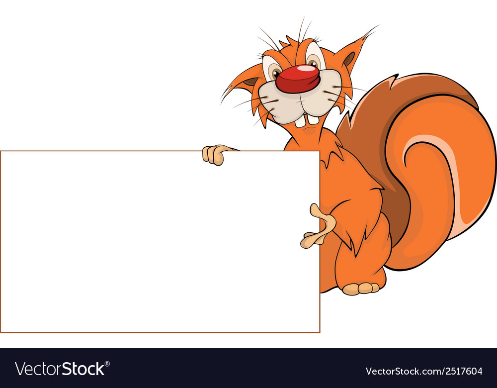 A squirrel with an empty blank cartoon