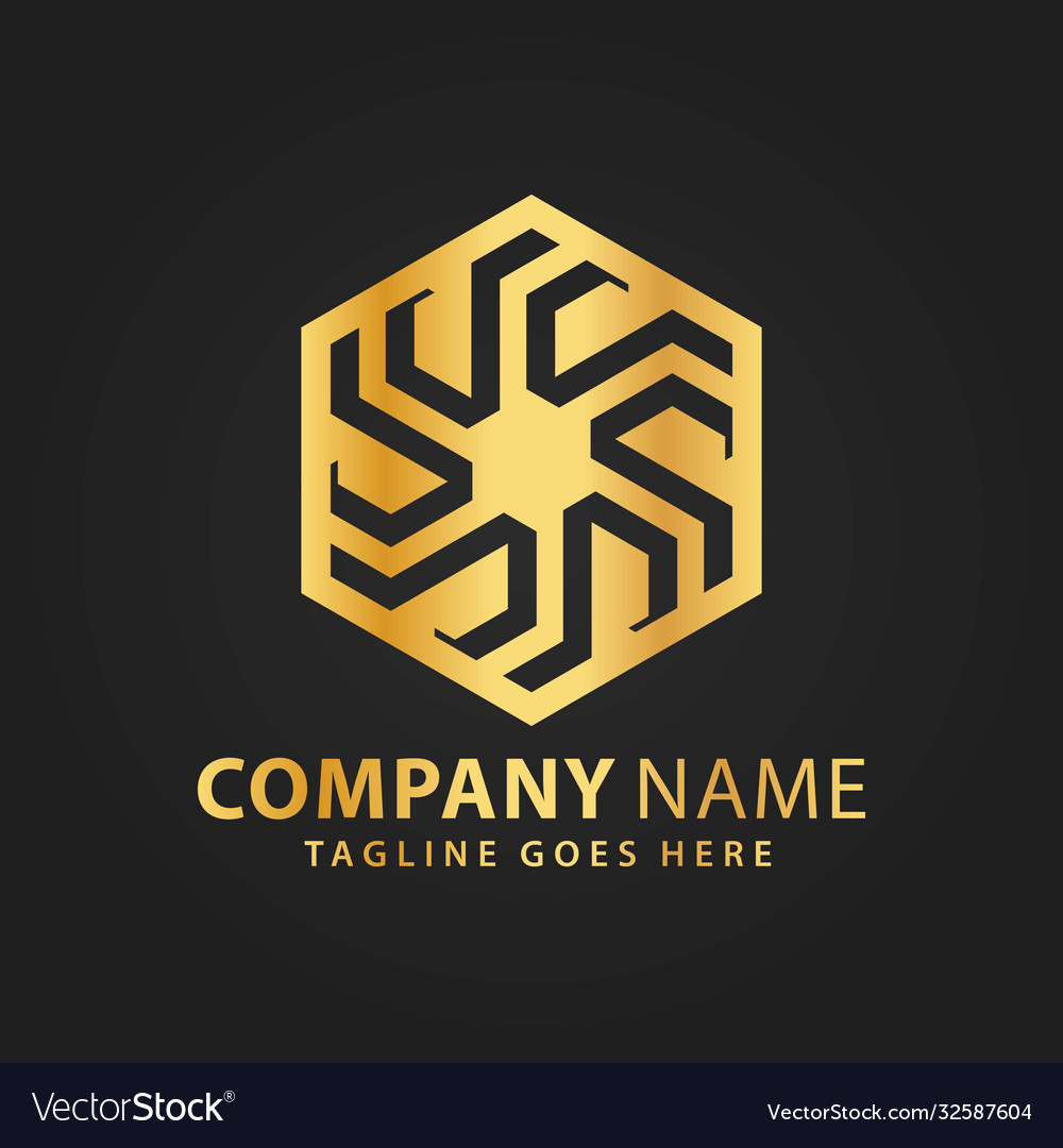 Abstract Golden Hexagonal Logos Design Royalty Free Vector