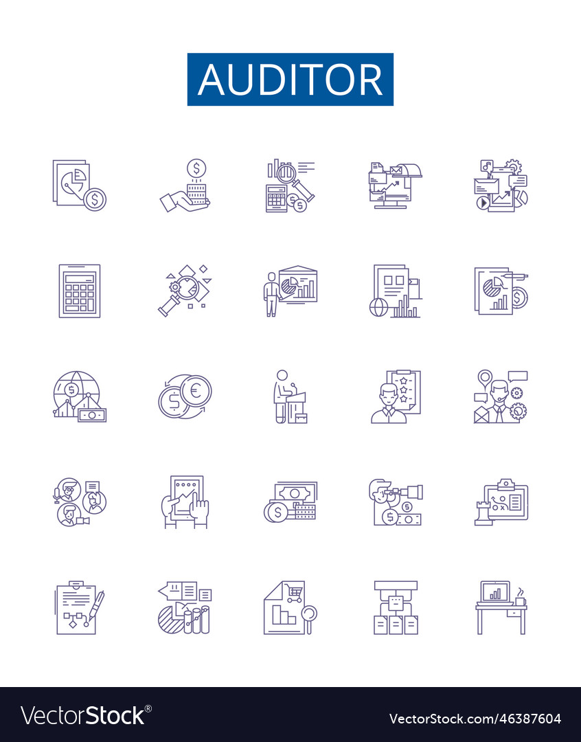 Auditor line icons signs set design collection