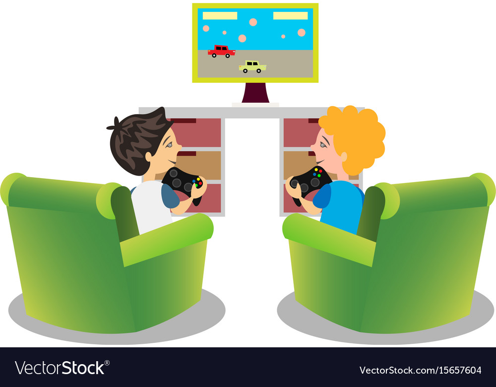 Cartoon Kids Playing Games