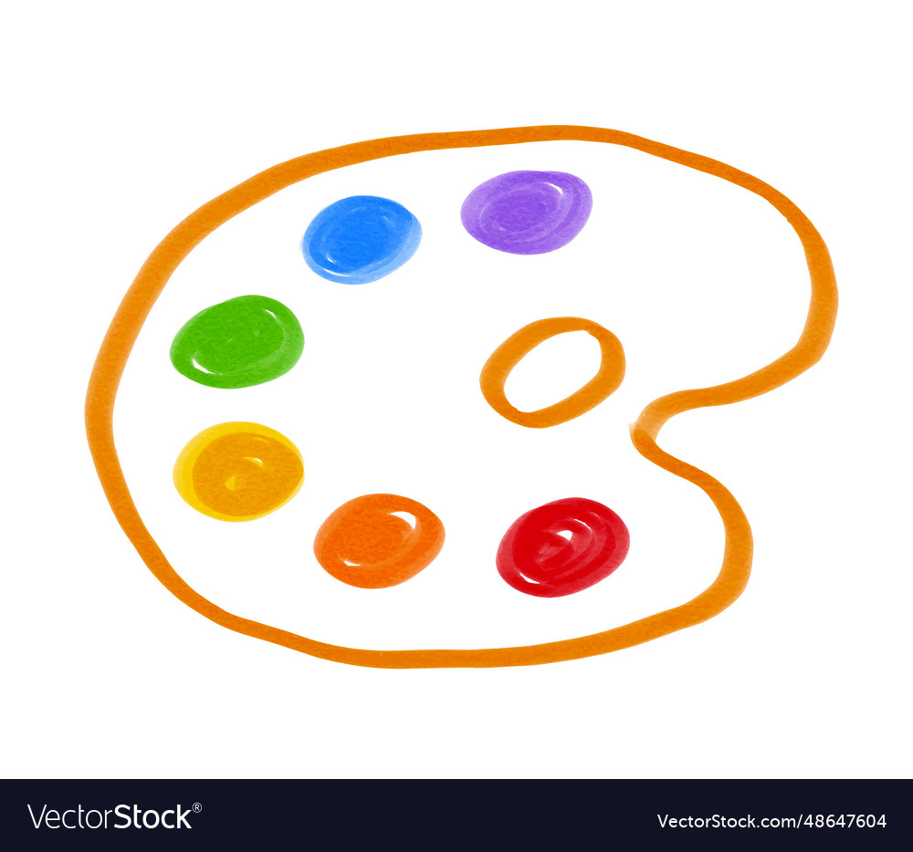 Child drawing of paint palette Royalty Free Vector Image