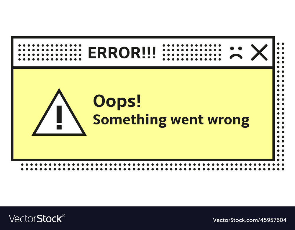 Computer os error window in retro interface style vector image Computer os error window in retro interface style