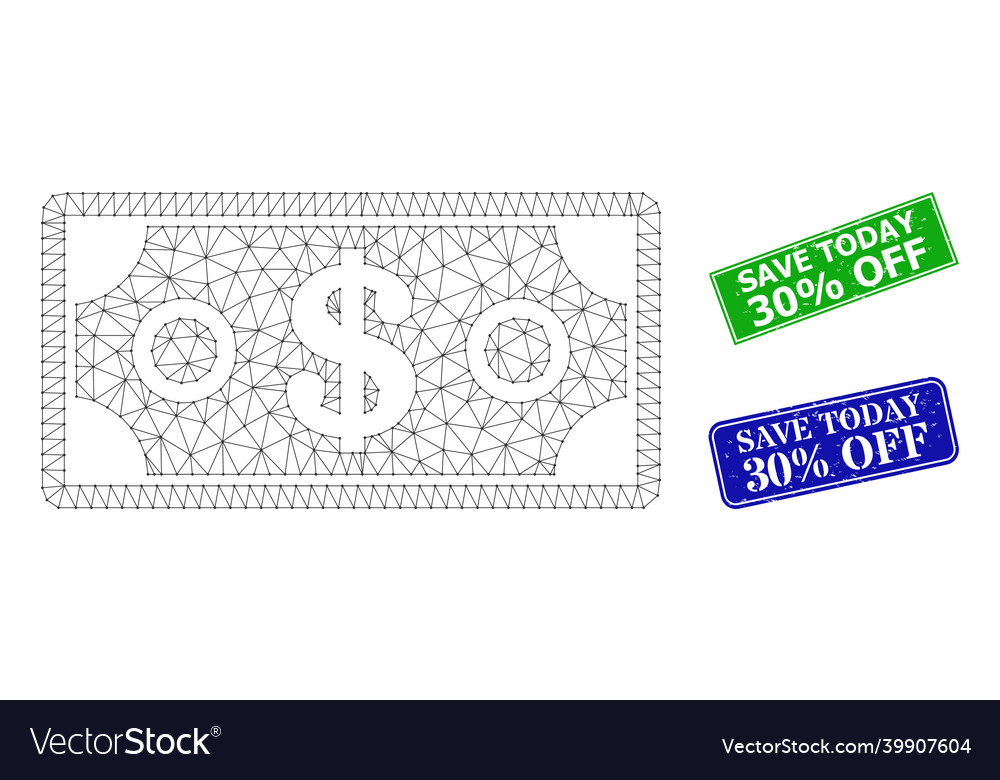 Grunged save today 30 percent off seals vector image Grunged save today 30 percent off seals