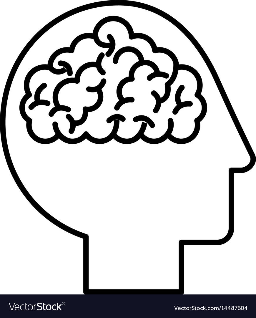 Human head profile with brain Royalty Free Vector Image