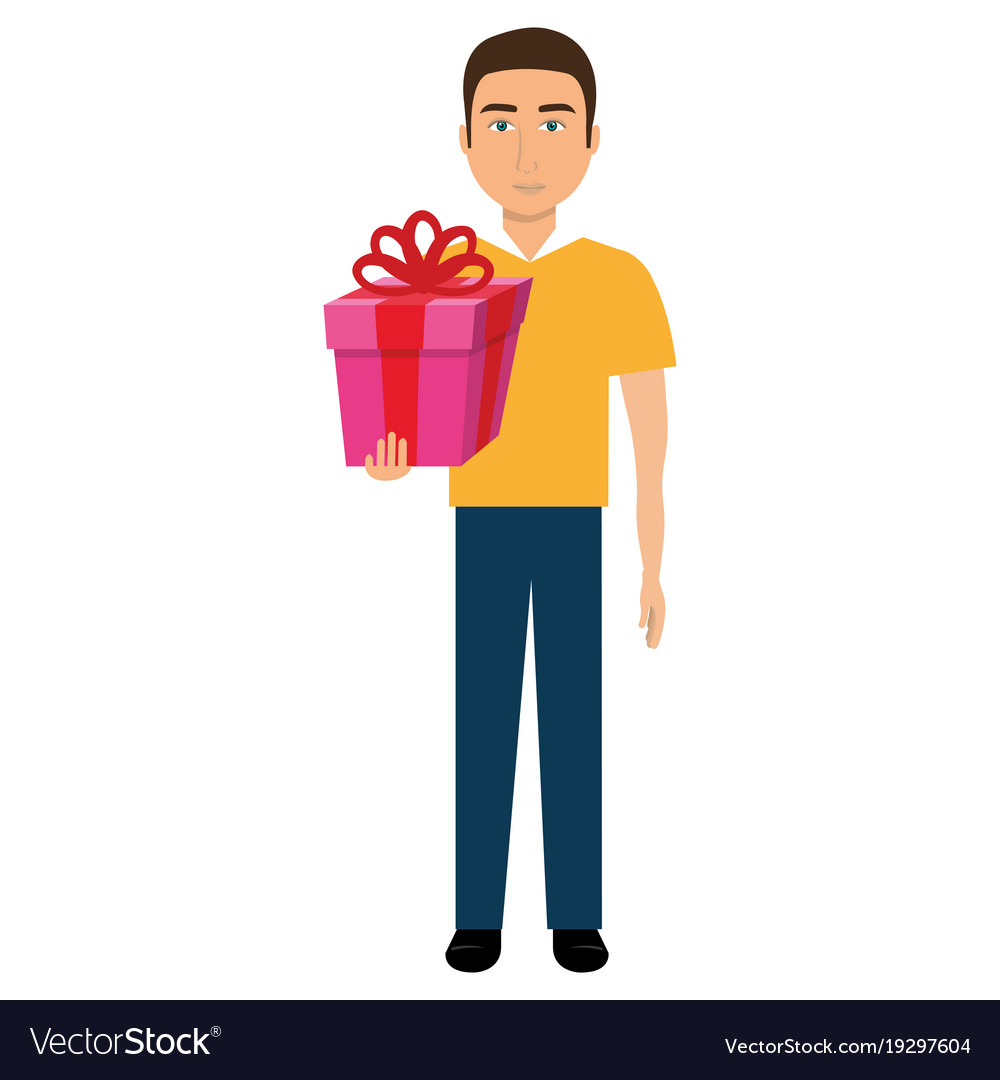 Man with giftbox present