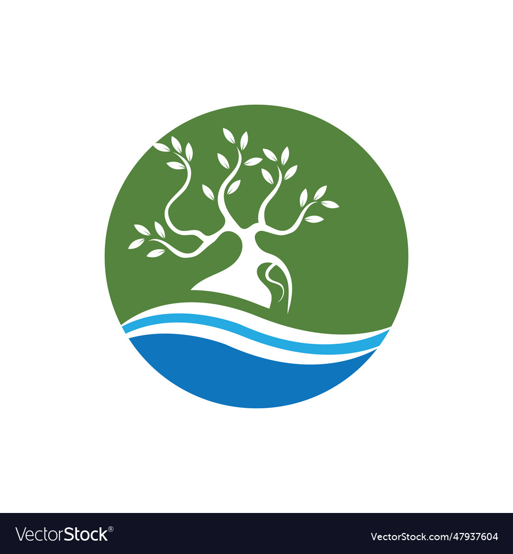 Mangrove trees and mangrove forest ecology logo Vector Image