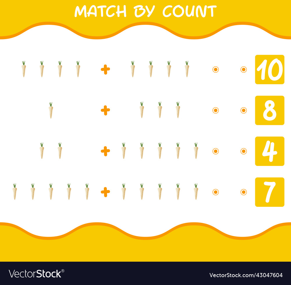 Match by count of cartoon parsnip Vector Image Match by count of cartoon parsnip