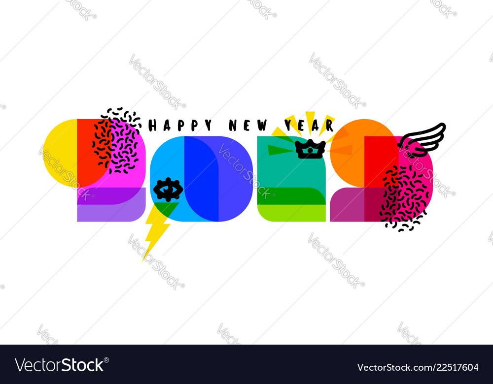 Modern style numbers 2019 with design elements vector image Modern style numbers 2019 with design elements