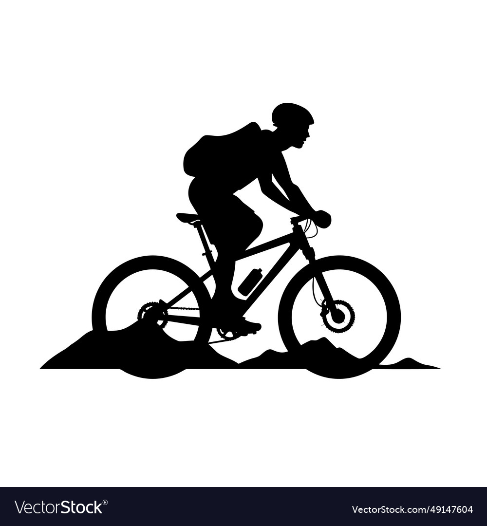 Mountain biker black icon on white background Vector Image