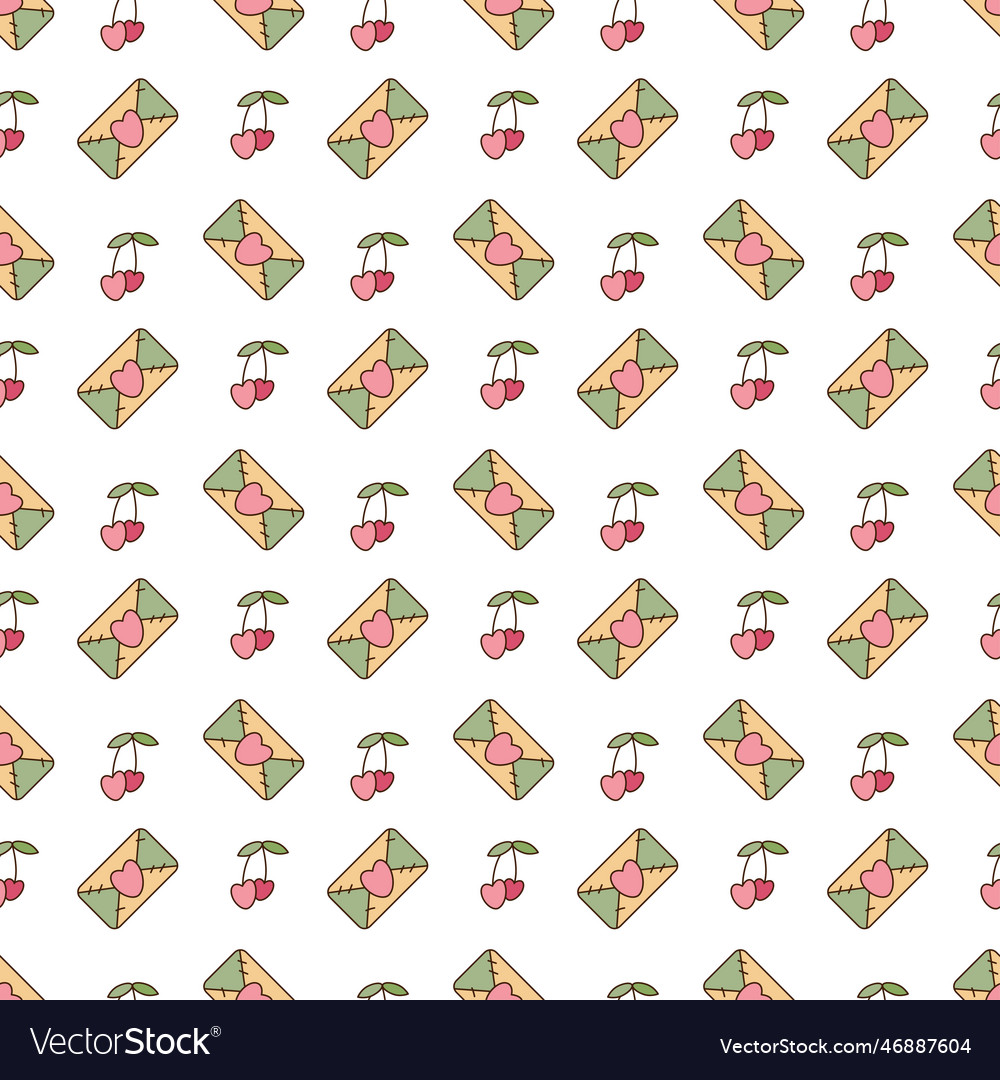 Seamless pattern in y2k style with letter