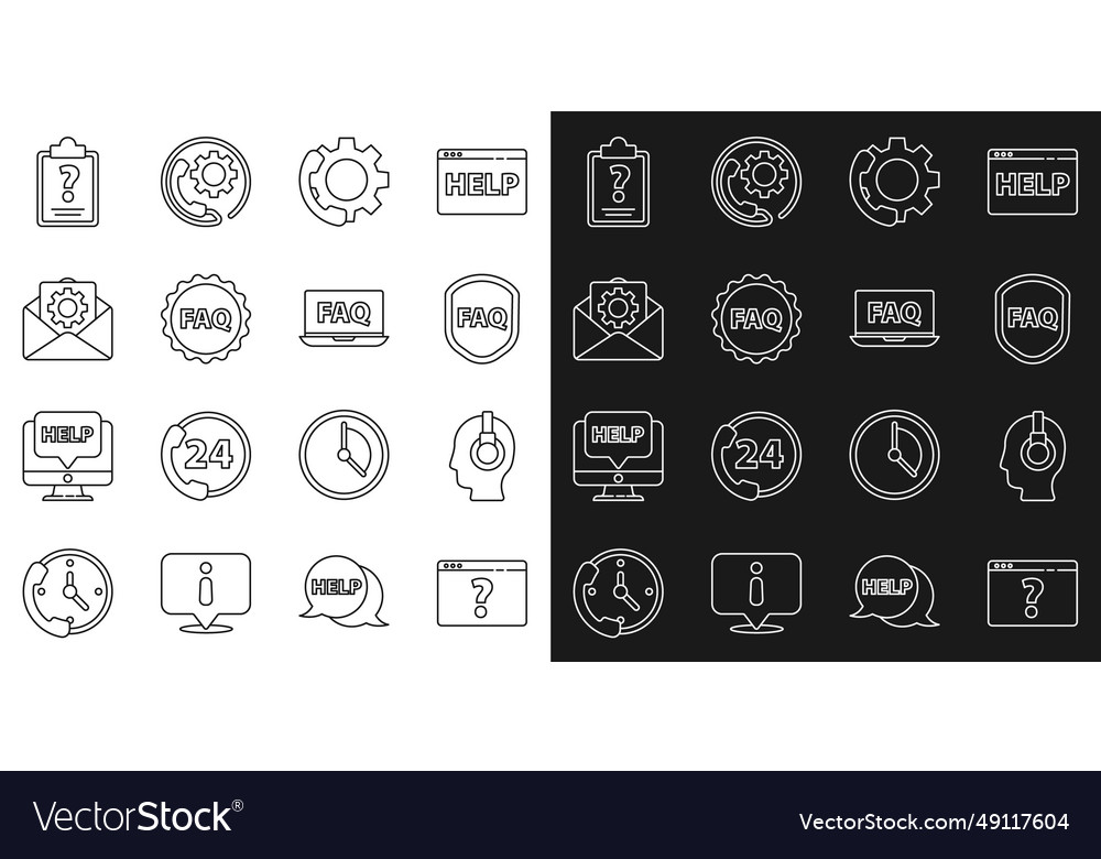 Set line browser with question mark support vector image Set line browser with question mark support