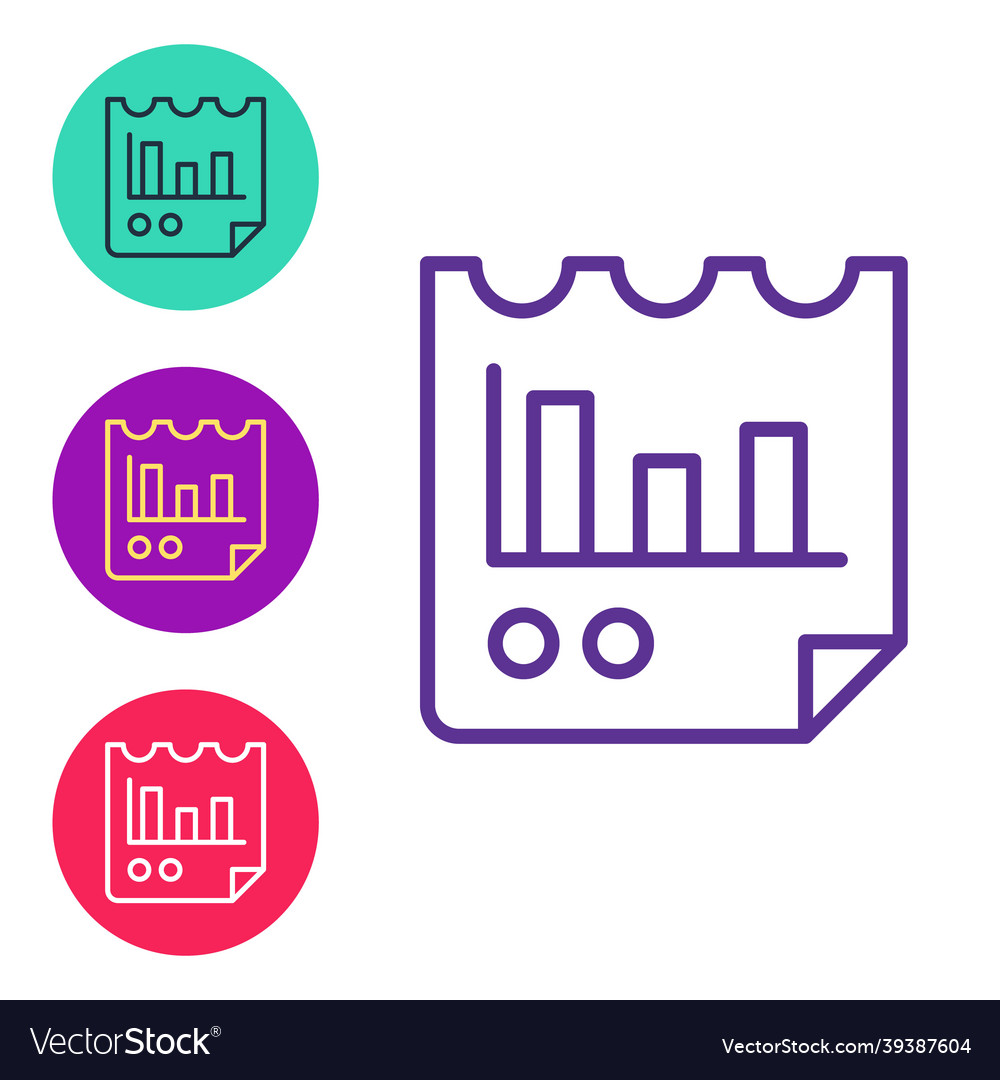 Set line document with graph chart icon isolated vector image Set line document with graph chart icon isolated
