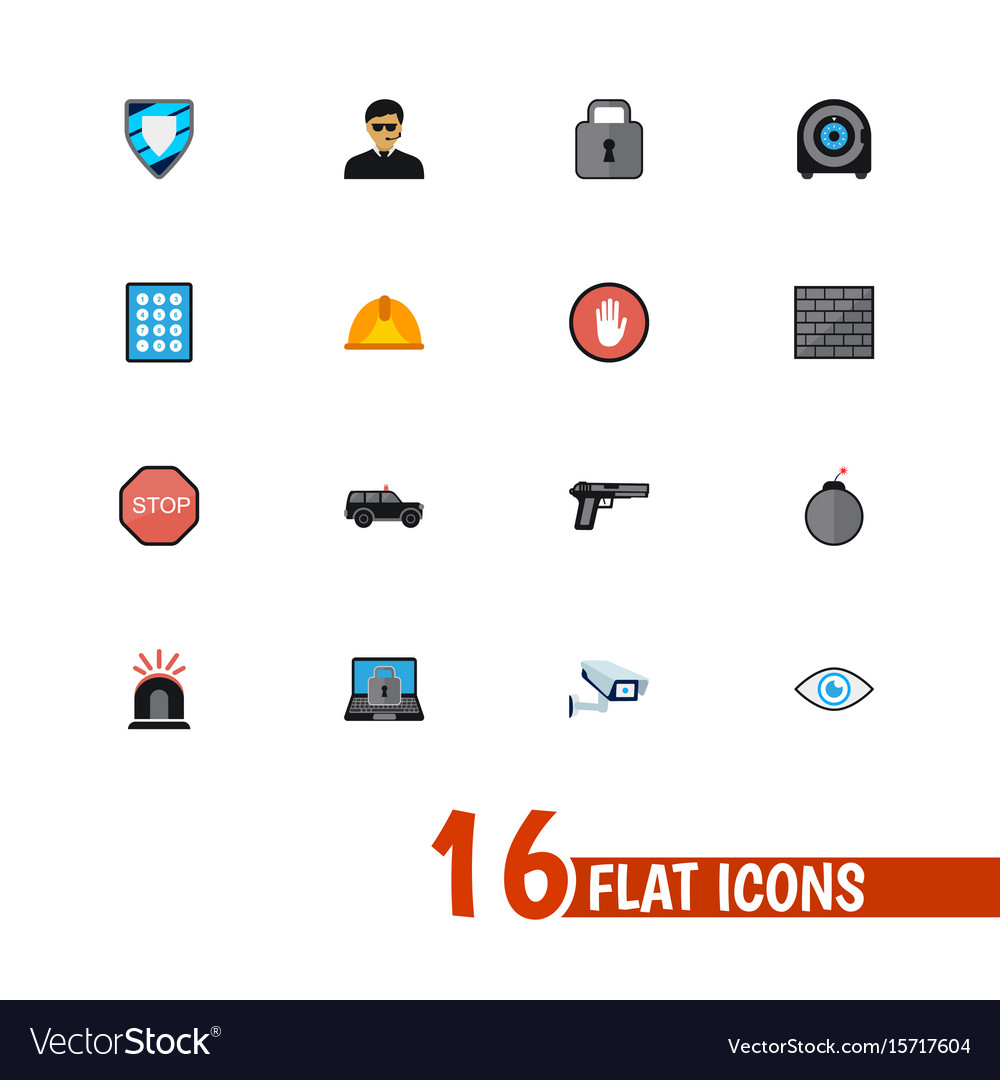 Set of 16 editable security icons includes