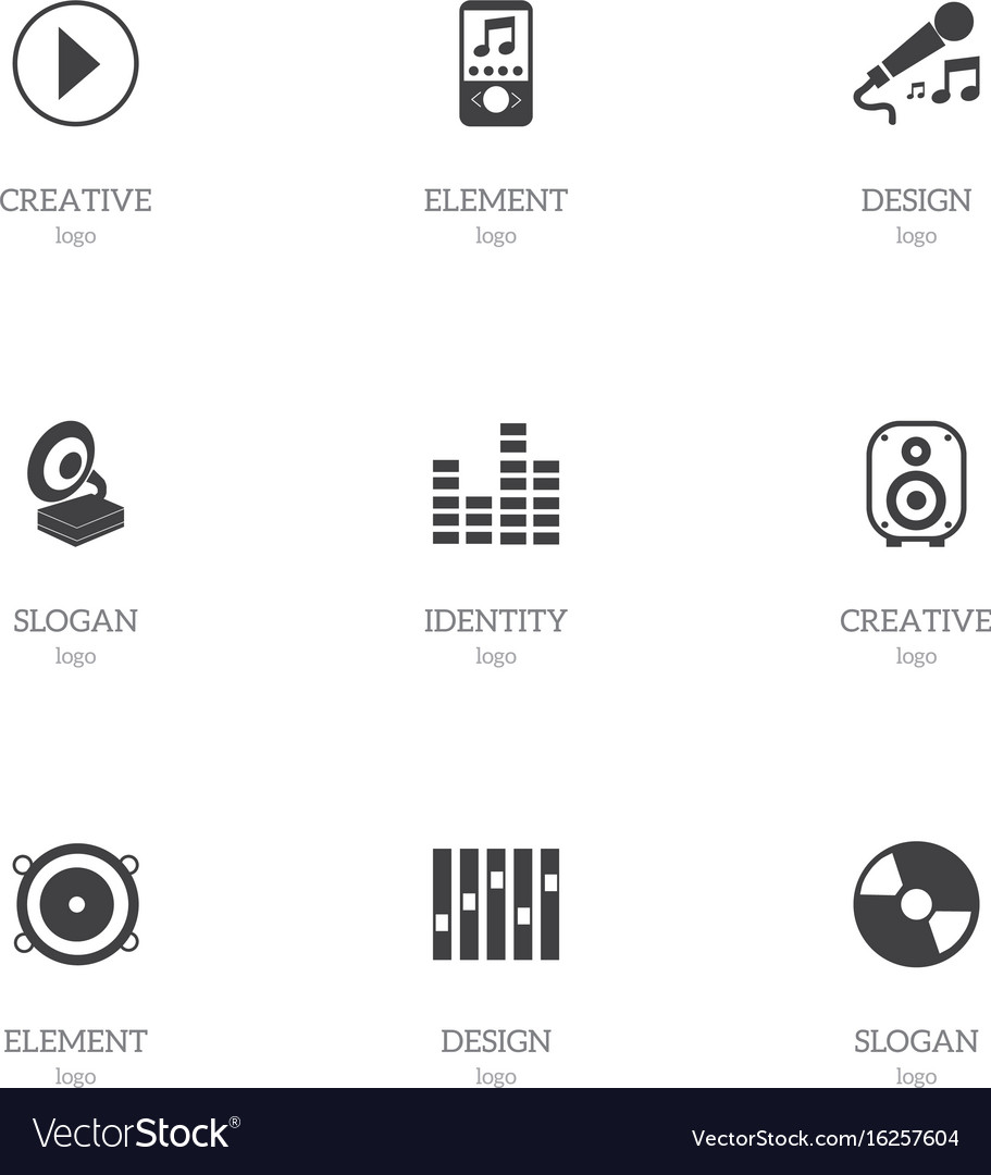 Set of 9 editable sound icons includes symbols