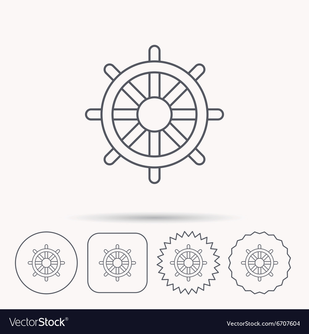 Ship steering wheel icon captain rudder sign