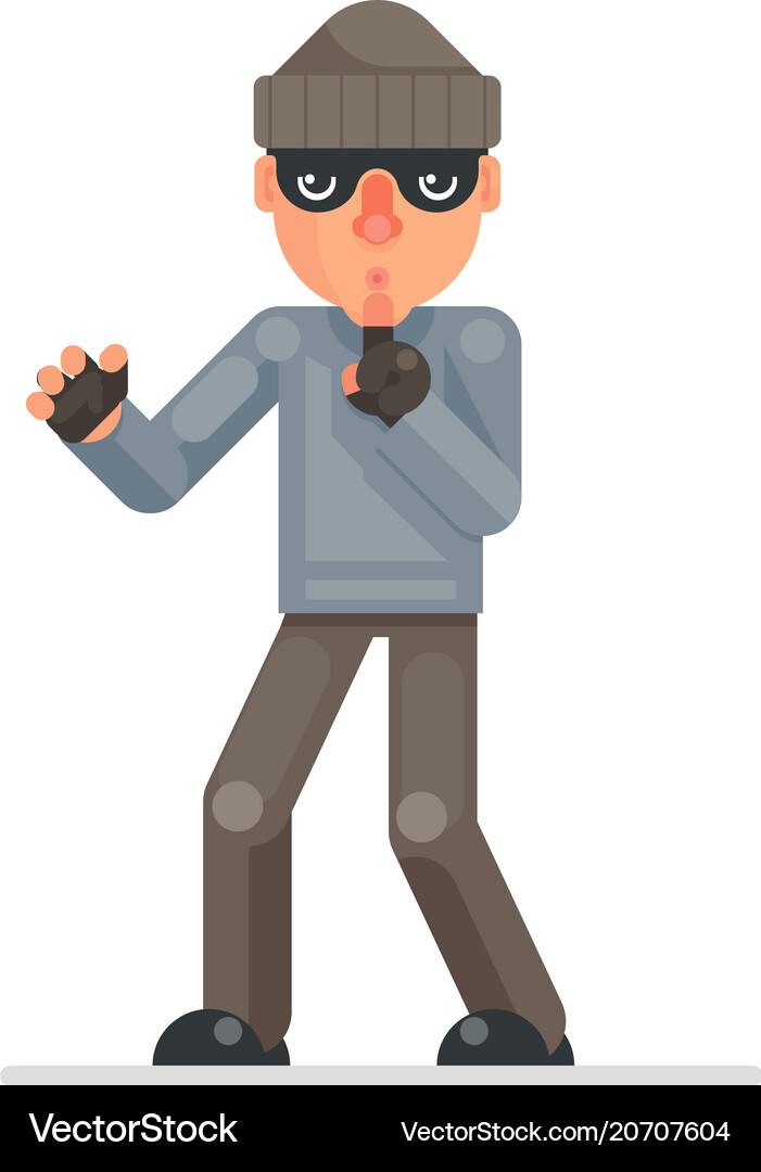 Silence Finger Evil Greedily Thief Cartoon Rogue Vector Image