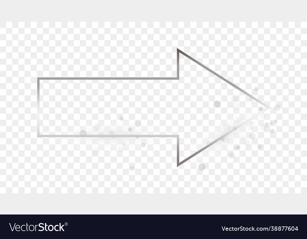 Silver glowing arrow shape frame with sparkles vector image Silver glowing arrow shape frame with sparkles