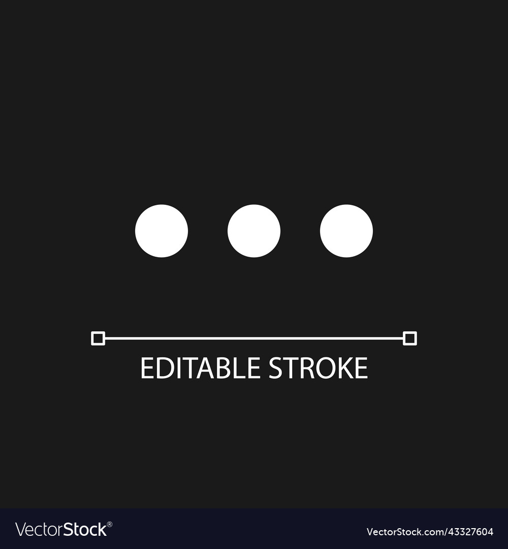 Three horizontal dots menu pixel perfect white vector image Three horizontal dots menu pixel perfect white