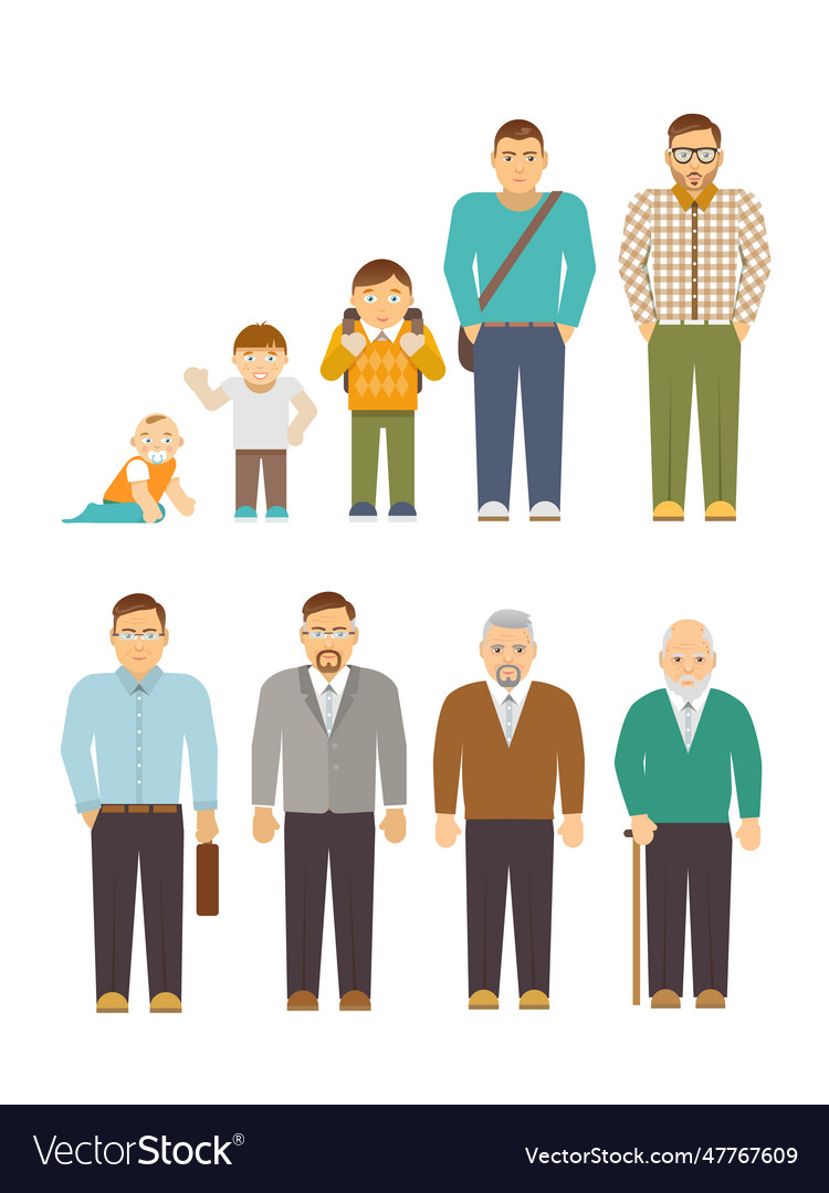 Generation men flat Royalty Free Vector Image - VectorStock