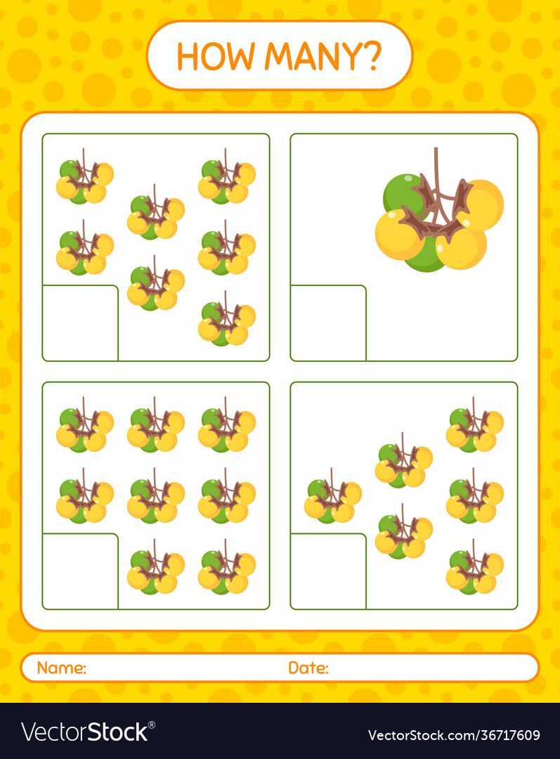 How many counting game with nance worksheet Vector Image How many counting game with nance worksheet