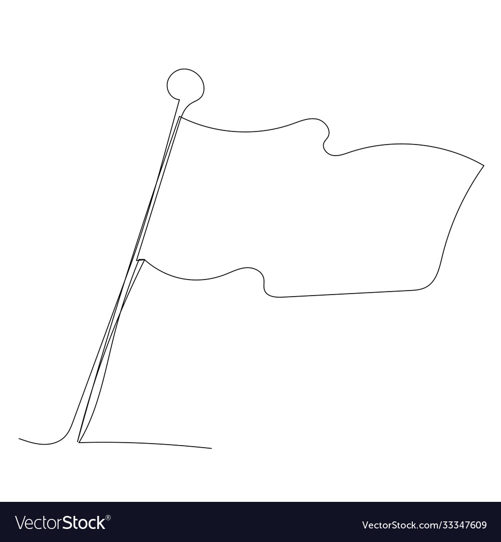 Isolated continuous single line drawing flag