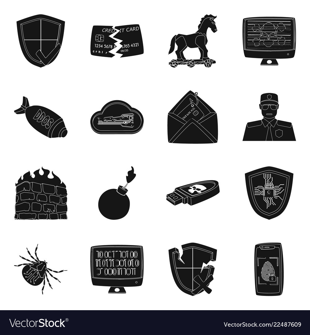 Isolated object of virus and secure sign vector image Isolated object of virus and secure sign