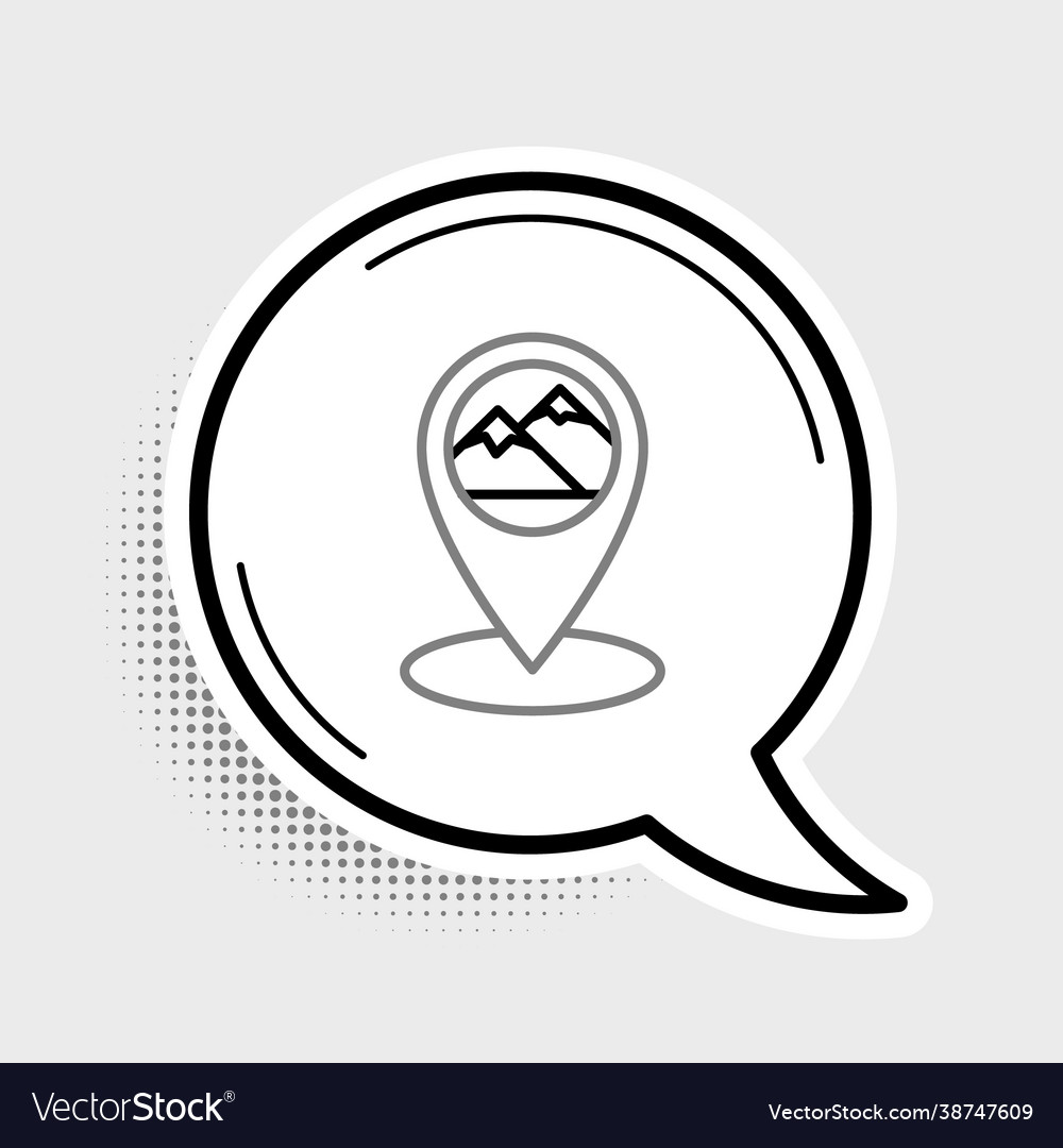 Line map pointer with mountain icon isolated vector image Line map pointer with mountain icon isolated