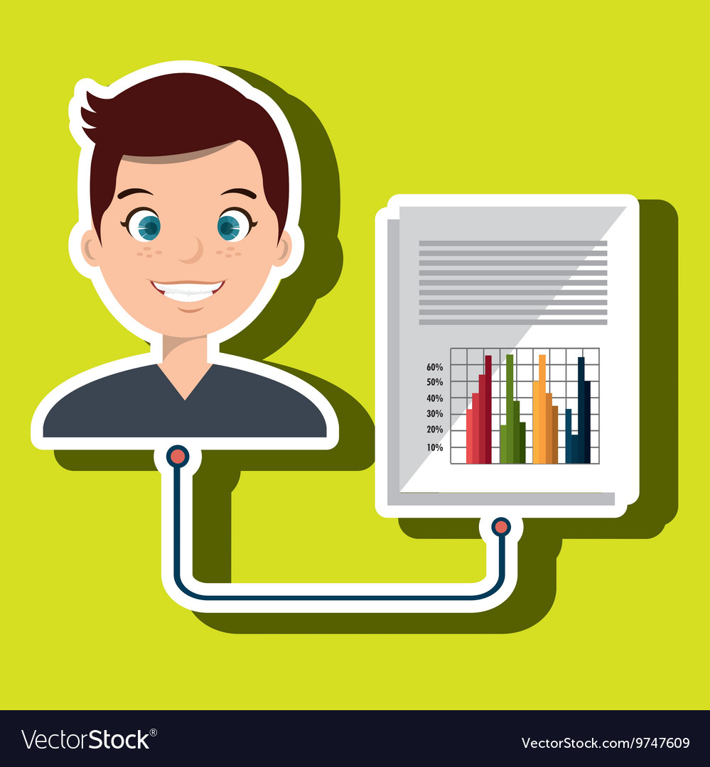 Man with graph isolated icon design